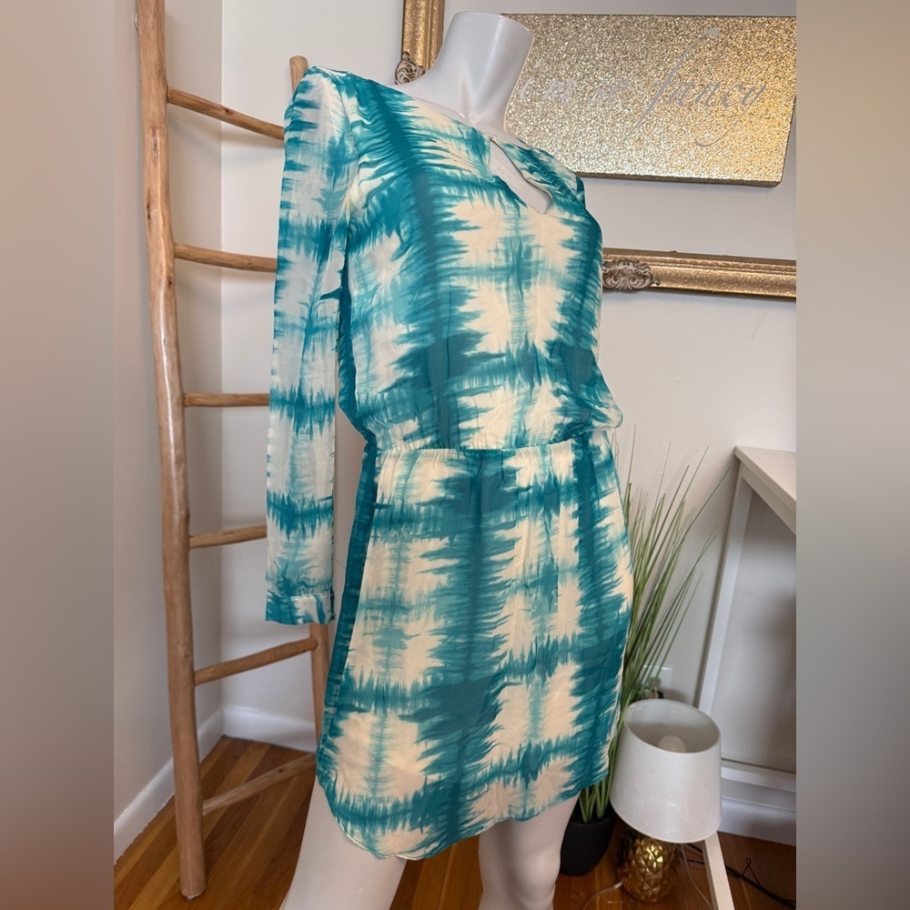 Rory Becca Revolve Ladera Open Back Teal Tie-Dye Long Sleeve Dress Small - Picture 6 of 8